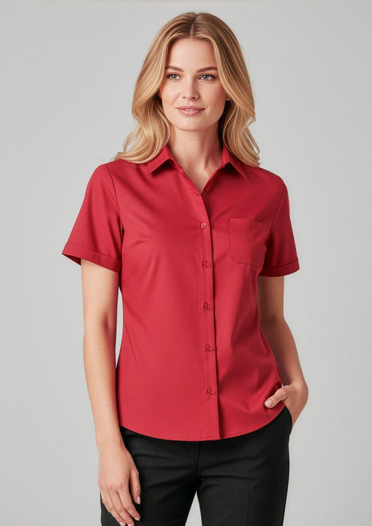 BIZ CARE Womens Florence Plain Short Sleeve Shirt CS947LS