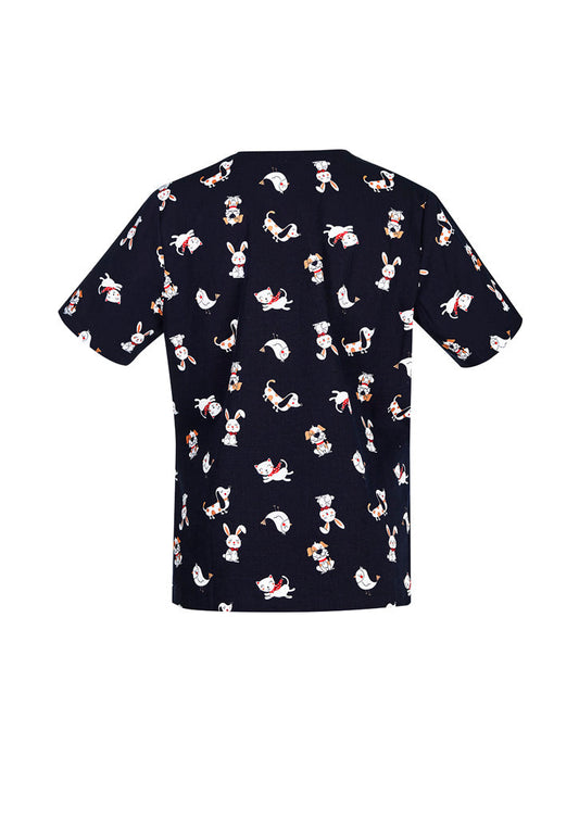 BIZ CARE Womens Printed Best Friends Scrub Top CST147LS