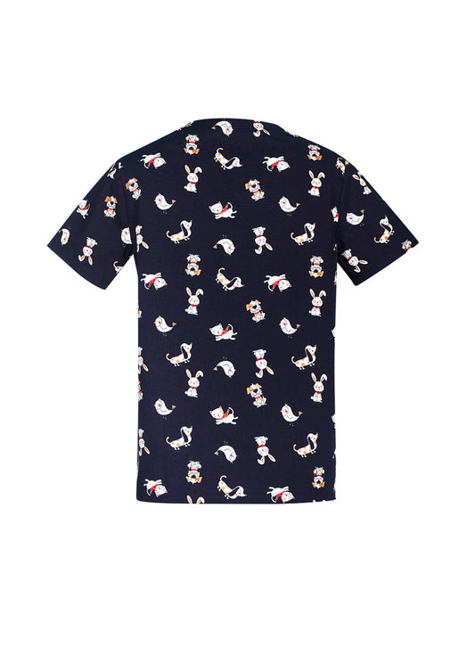 BIZ CARE Mens Printed Best Friends Scrub Top CST147MS