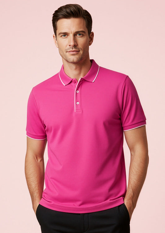 BIZ CARE Mens Pink Short Sleeve Polo CST313MS