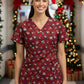 BIZ CARE Womens Christmas Scrub Top C602W