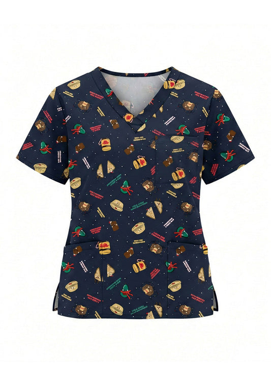 BIZ CARE Unisex Christmas Scrub Top C603U