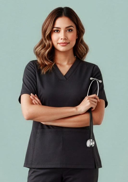 BIZ CARE Womens Riley Stretch Scrub Top CST043LS