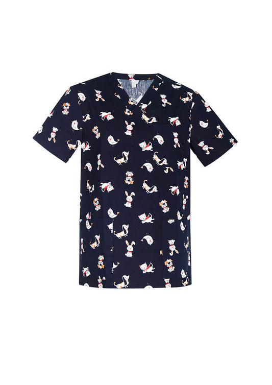 BIZ CARE Mens Printed Best Friends Scrub Top CST147MS