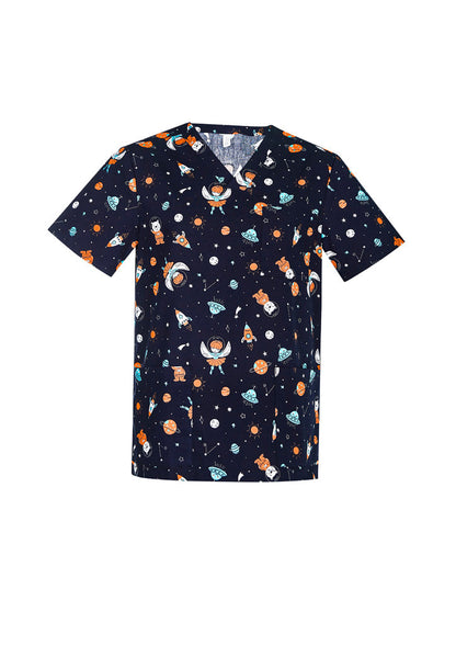 BIZ CARE Mens Printed Space Party Scrub Top CST148MS