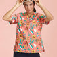 BIZ CARE Womens Christmas Short Sleeve V-neck Scrub (Cotton) CST446LS