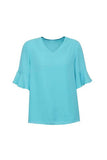 BIZ CORPORATES Womens Aria Fluted Sleeve Blouse RB966LS