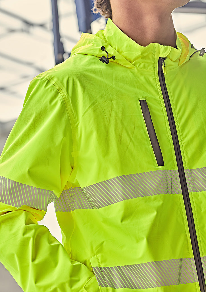 SYZMIK Unisex Super Light Segmented Tape Packable Rain Jacket ZJ560