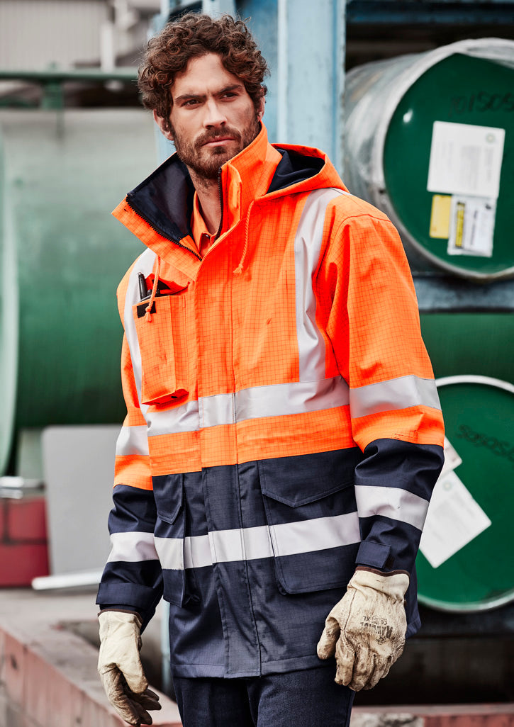 SYZMIK Mens Orange Flame Arc Rated Antistatic Waterproof Jacket ZJ900