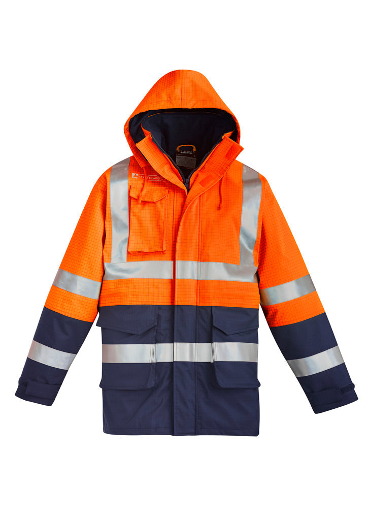 SYZMIK Mens Orange Flame Arc Rated Antistatic Waterproof Jacket ZJ900