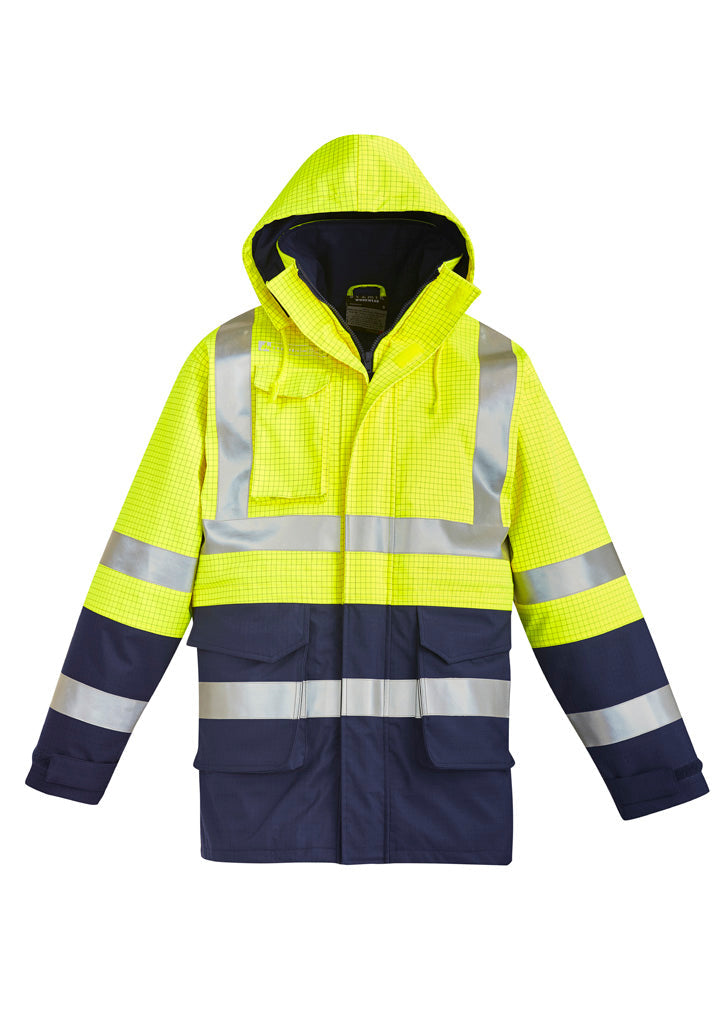 SYZMIK Mens Orange Flame Arc Rated Antistatic Waterproof Jacket ZJ900