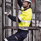 SYZMIK Mens Orange Flame Hi Vis Closed Front Shirt - Hoop Taped ZW143