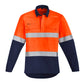 SYZMIK Mens Orange Flame Hi Vis Closed Front Shirt - Hoop Taped ZW143